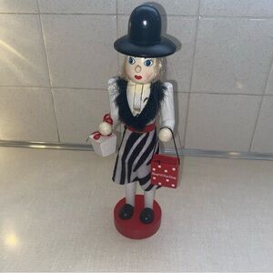 Vintage‎ Shopper Girl Woman Shop Till You Drop Christmas Nutcracker Decoration